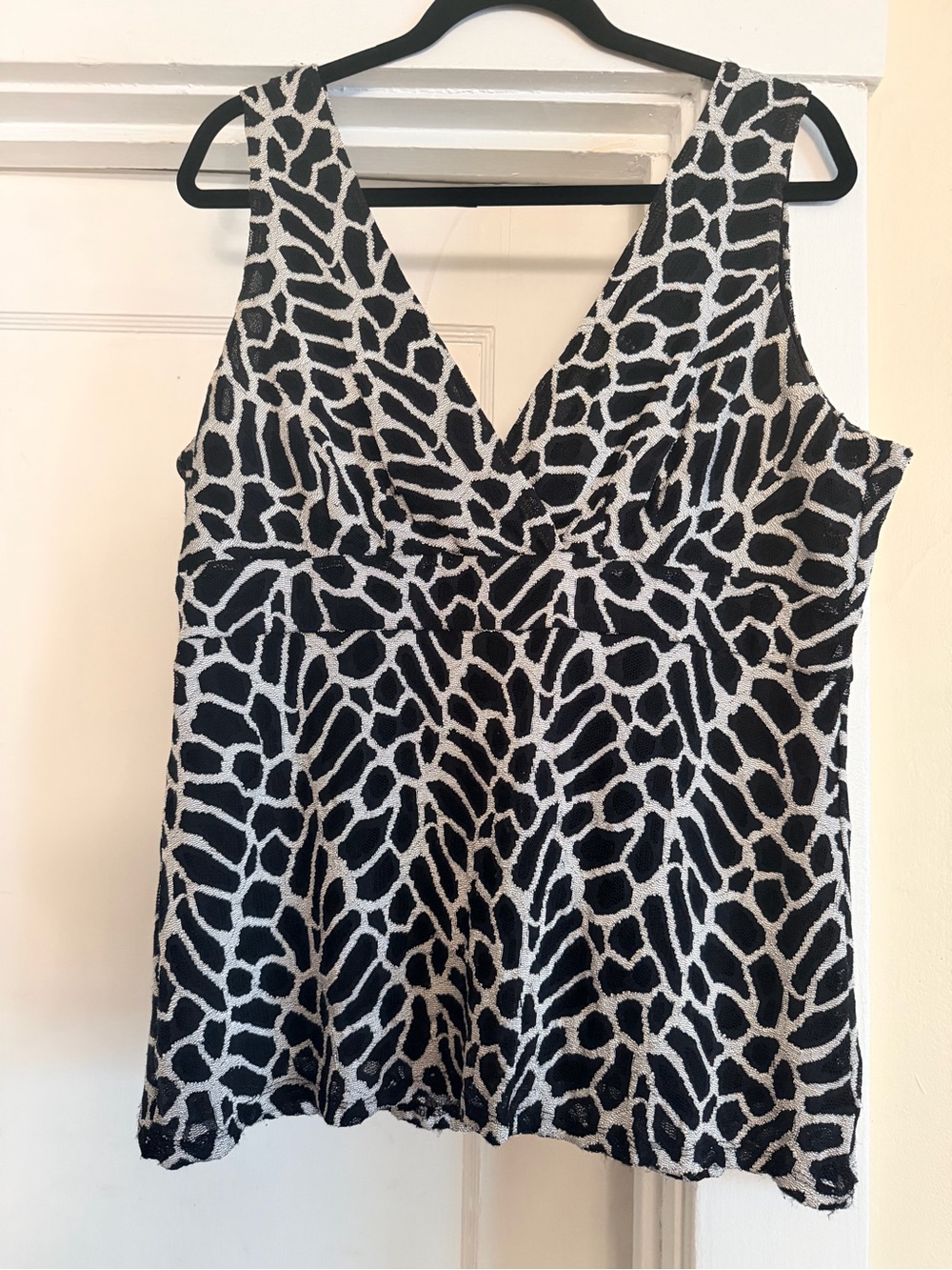 INC International Concepts Black and White Patterned Tank Top